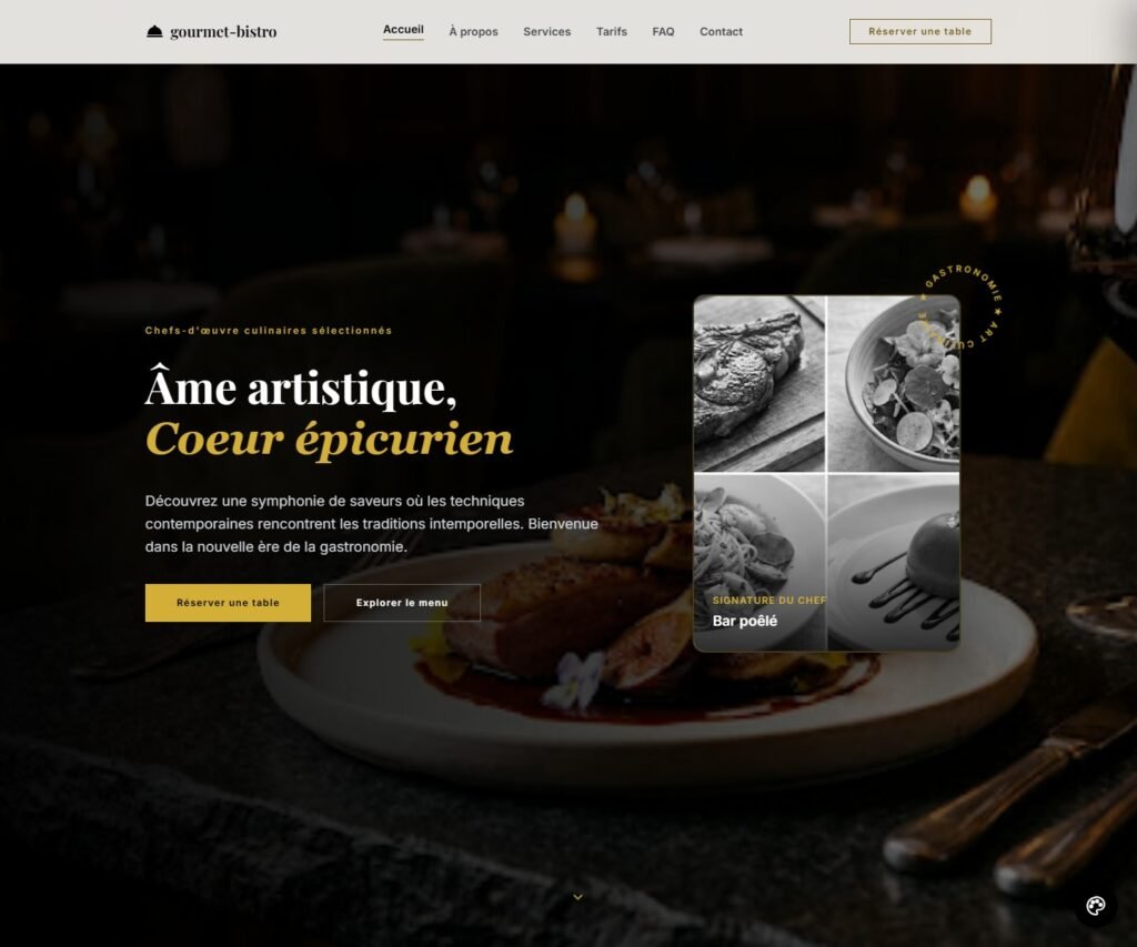 Aperçu du template Gourmet Bistro